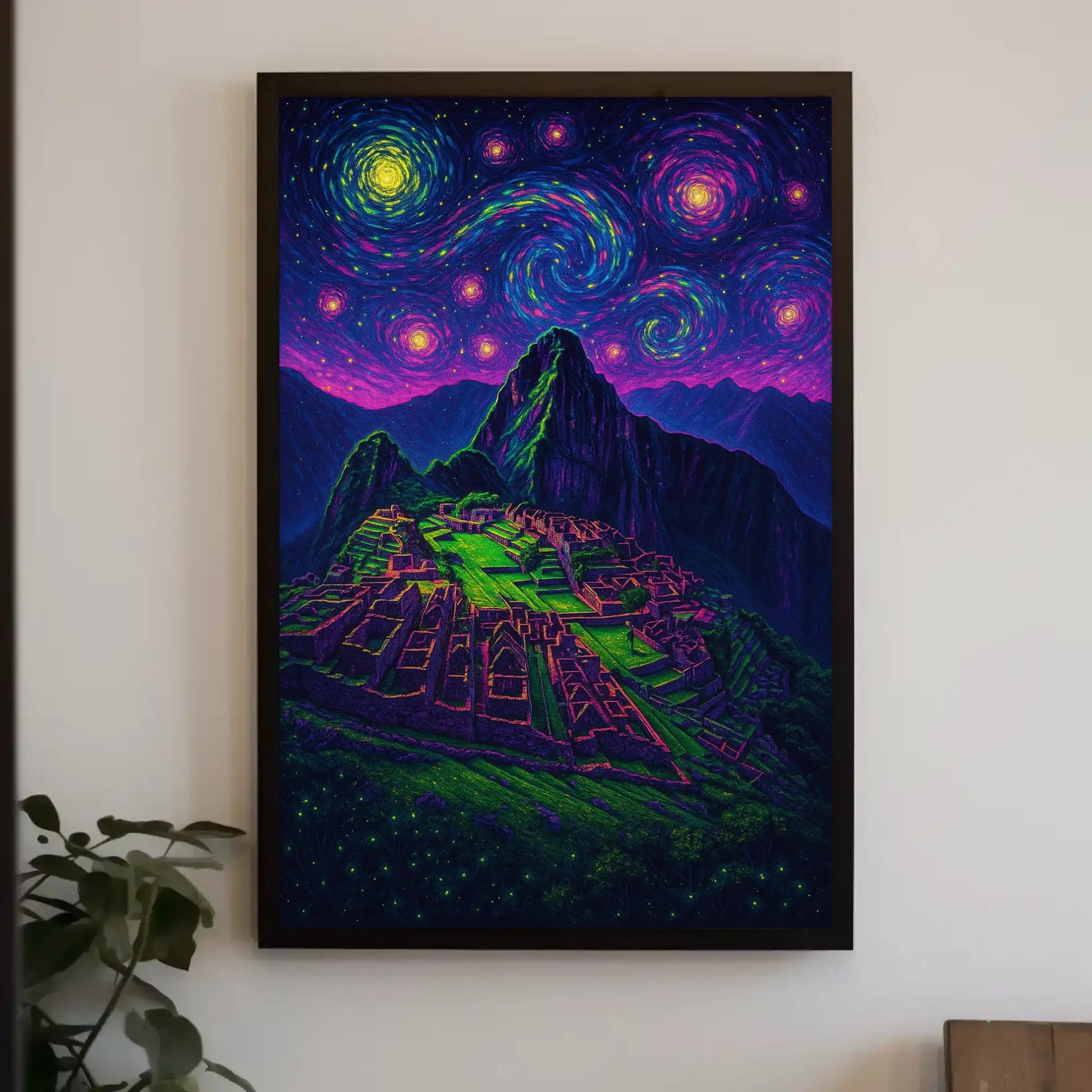 Machu Picchu Celestial Night View Artistic Poster PosterGoat