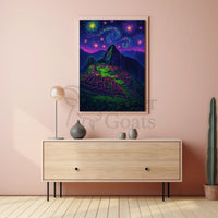 Machu Picchu Celestial Night View Artistic Poster PosterGoat