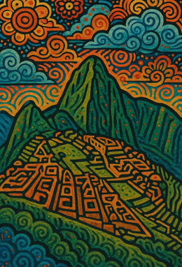 Machu Picchu Psychedelic Landscape Art Poster PosterGoat