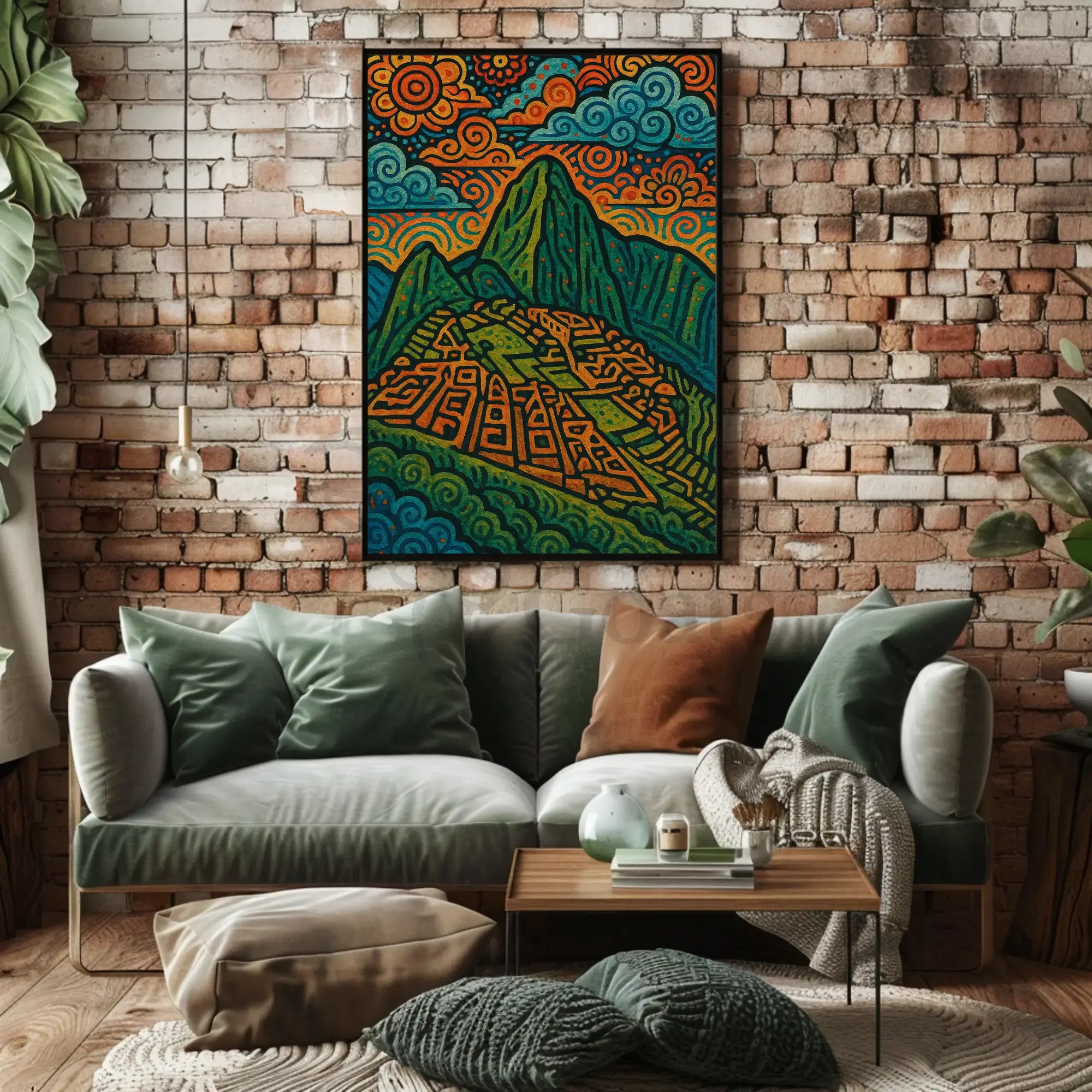 Machu Picchu Psychedelic Landscape Art Poster PosterGoat