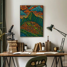 Machu Picchu Psychedelic Landscape Art Poster PosterGoat