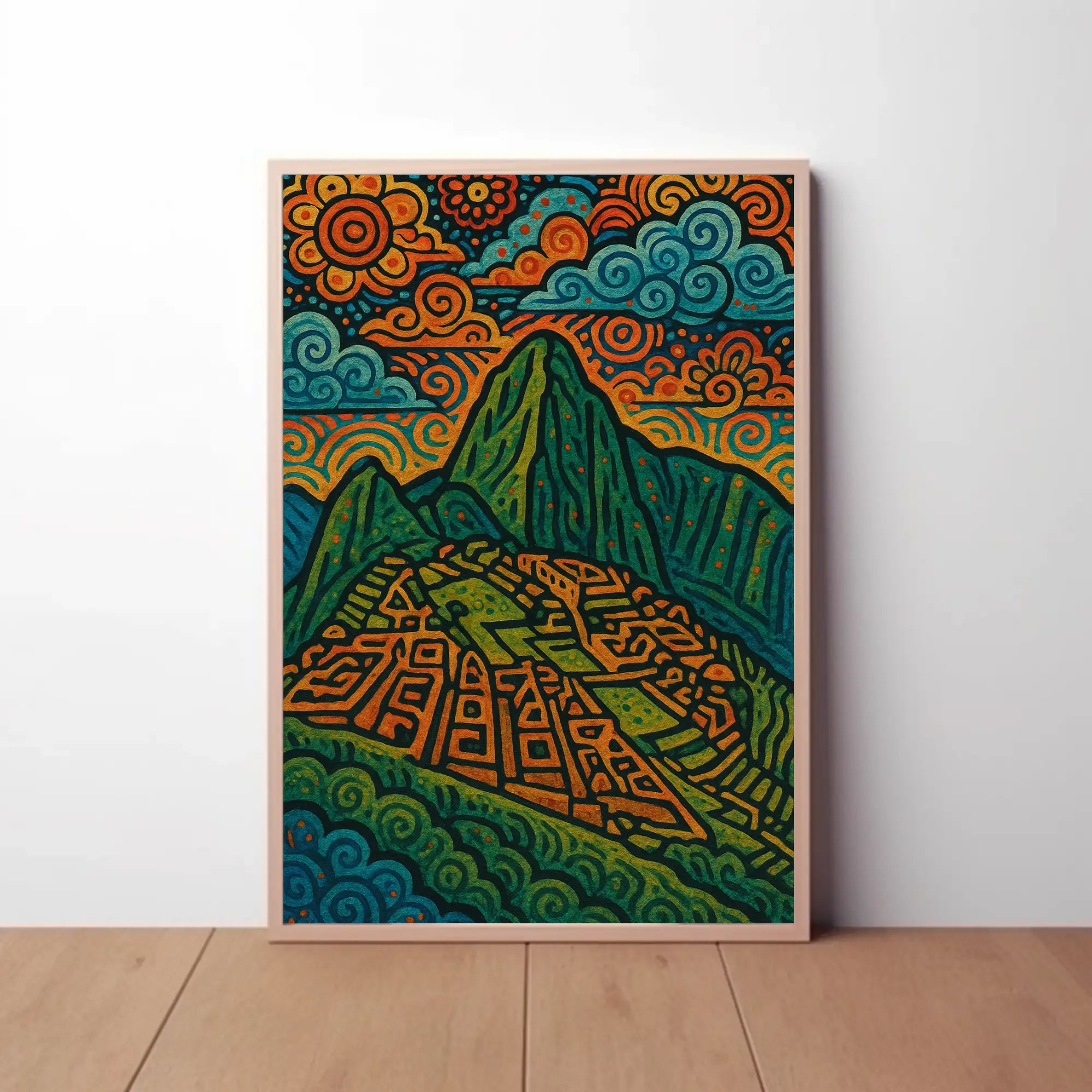 Machu Picchu Psychedelic Landscape Art Poster PosterGoat