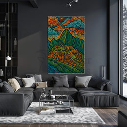 Machu Picchu Psychedelic Landscape Art Poster PosterGoat