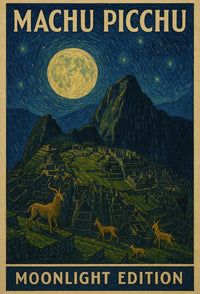 Machu Picchu under Moonlight Van Gogh Style Travel Poster PosterGoat