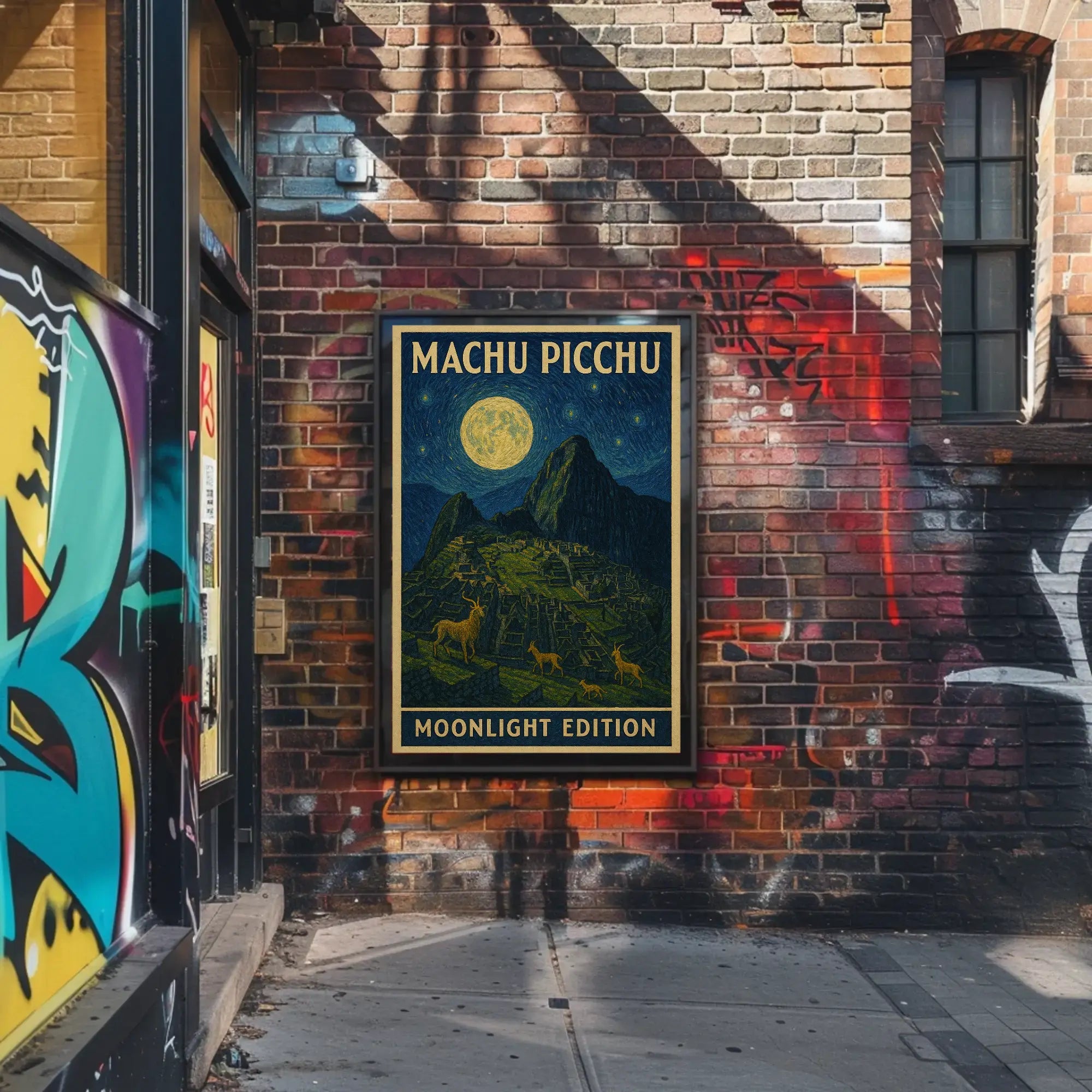 Machu Picchu under Moonlight Van Gogh Style Travel Poster PosterGoat