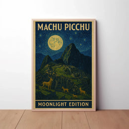 Machu Picchu under Moonlight Van Gogh Style Travel Poster PosterGoat