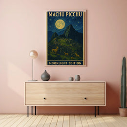 Machu Picchu under Moonlight Van Gogh Style Travel Poster PosterGoat