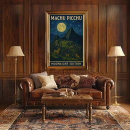Machu Picchu under Moonlight Van Gogh Style Travel Poster PosterGoat