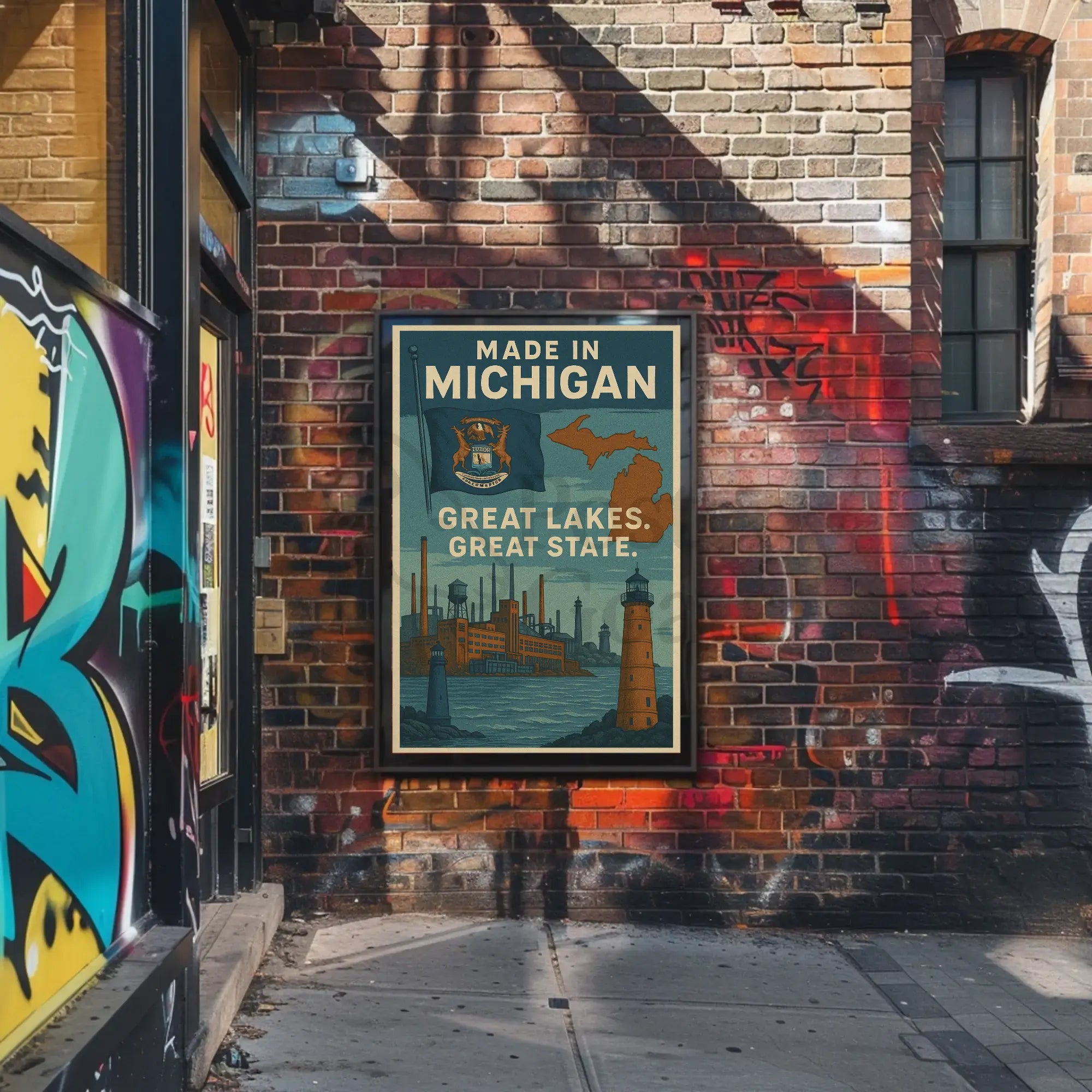Made in Michigan Vintage Propaganda Poster PosterGoat