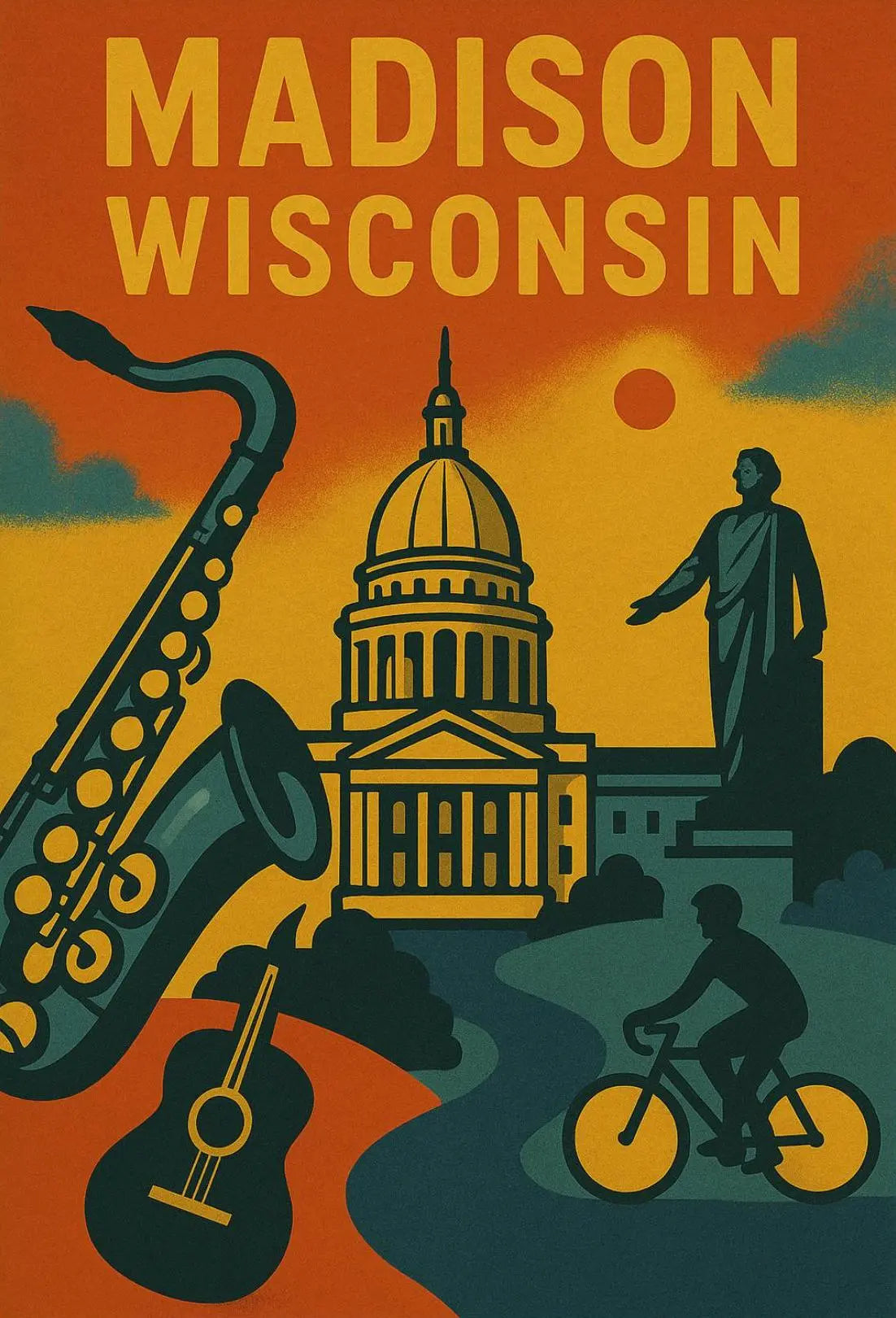 Madison Cityscape Art Retro Heritage Poster PosterGoat
