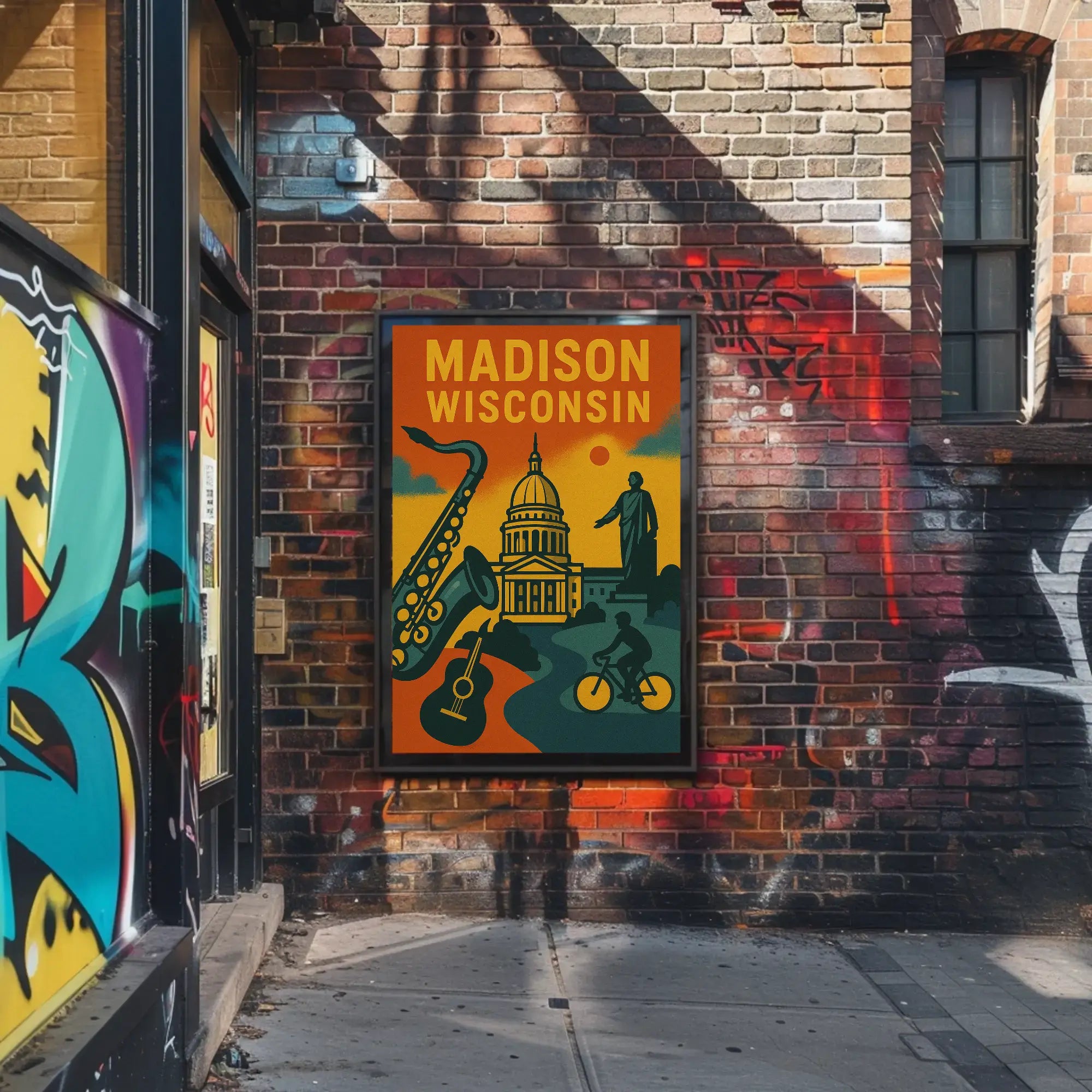 Madison Cityscape Art Retro Heritage Poster PosterGoat