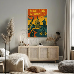 Madison Cityscape Art Retro Heritage Poster PosterGoat