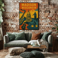 Madison Cityscape Art Retro Heritage Poster PosterGoat