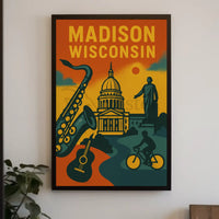 Madison Cityscape Art Retro Heritage Poster PosterGoat