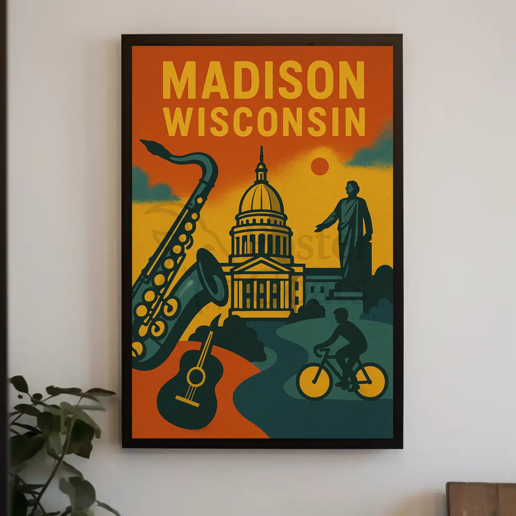 Madison Cityscape Art Retro Heritage Poster PosterGoat