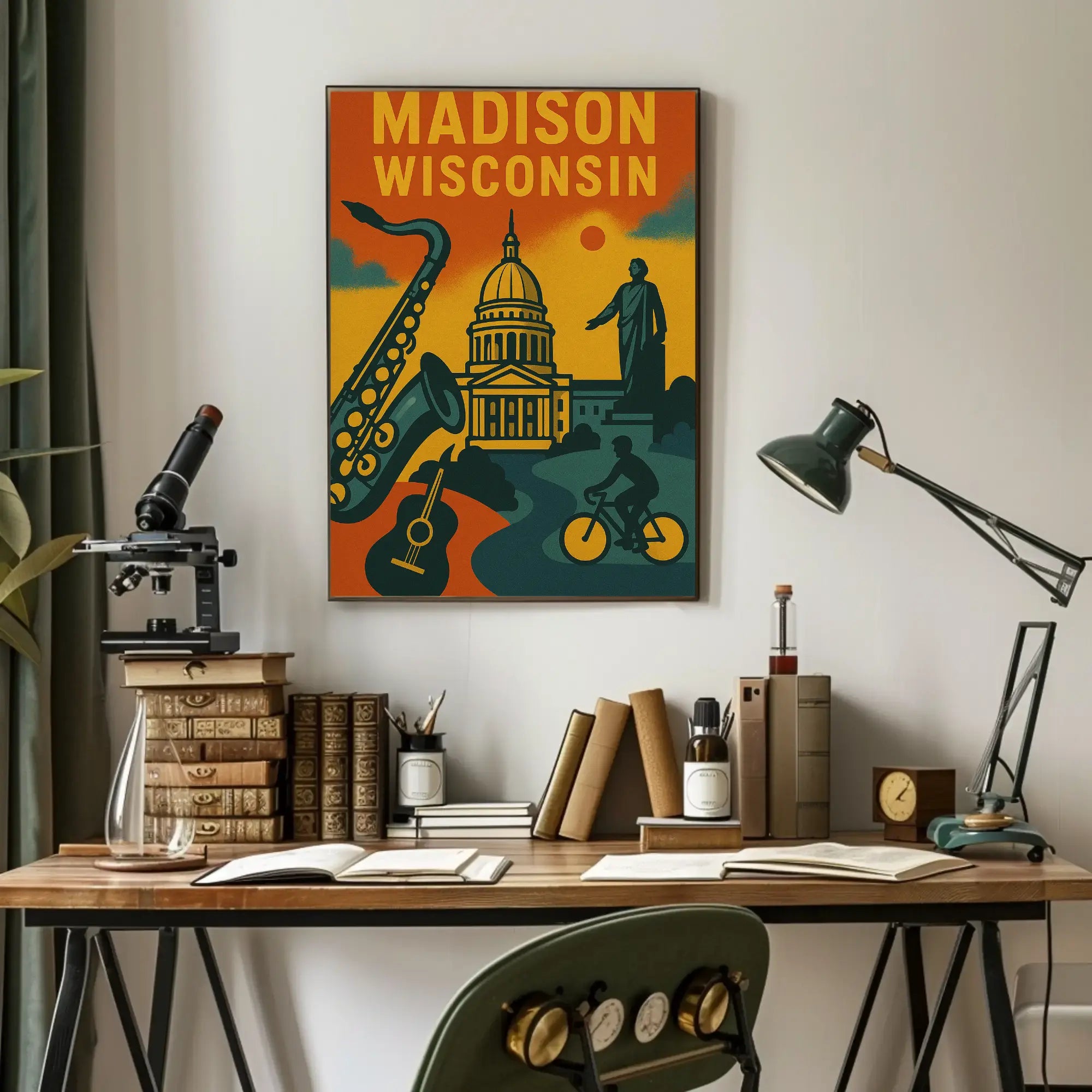 Madison Cityscape Art Retro Heritage Poster PosterGoat