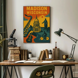 Madison Cityscape Art Retro Heritage Poster PosterGoat