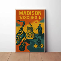 Madison Cityscape Art Retro Heritage Poster PosterGoat