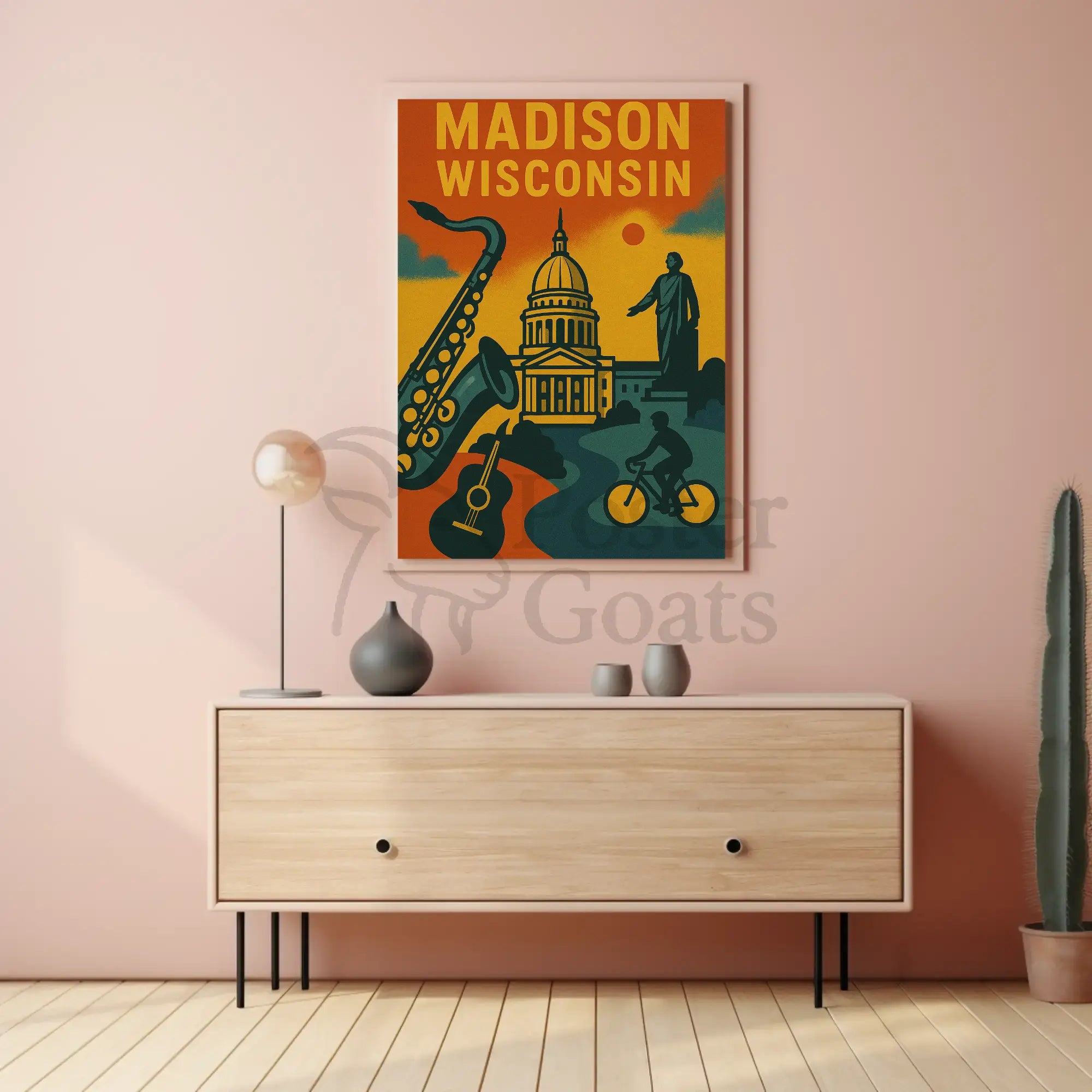 Madison Cityscape Art Retro Heritage Poster PosterGoat