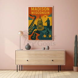 Madison Cityscape Art Retro Heritage Poster PosterGoat
