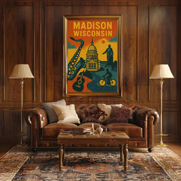 Madison Cityscape Art Retro Heritage Poster PosterGoat