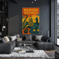 Madison Cityscape Art Retro Heritage Poster PosterGoat