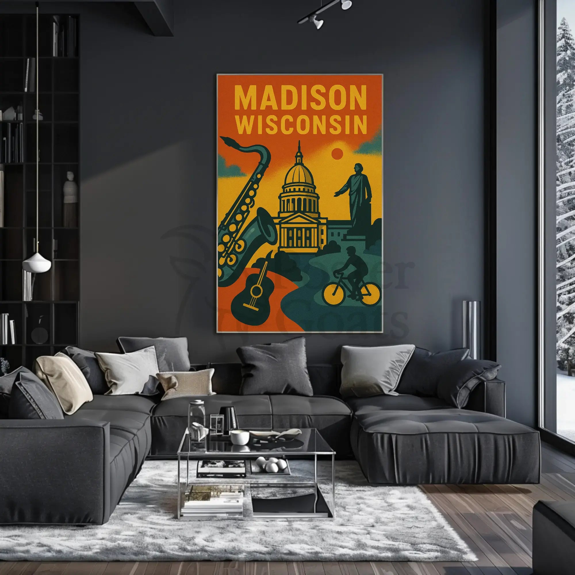 Madison Cityscape Art Retro Heritage Poster PosterGoat