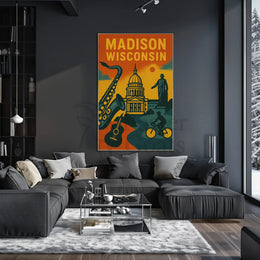 Madison Cityscape Art Retro Heritage Poster PosterGoat
