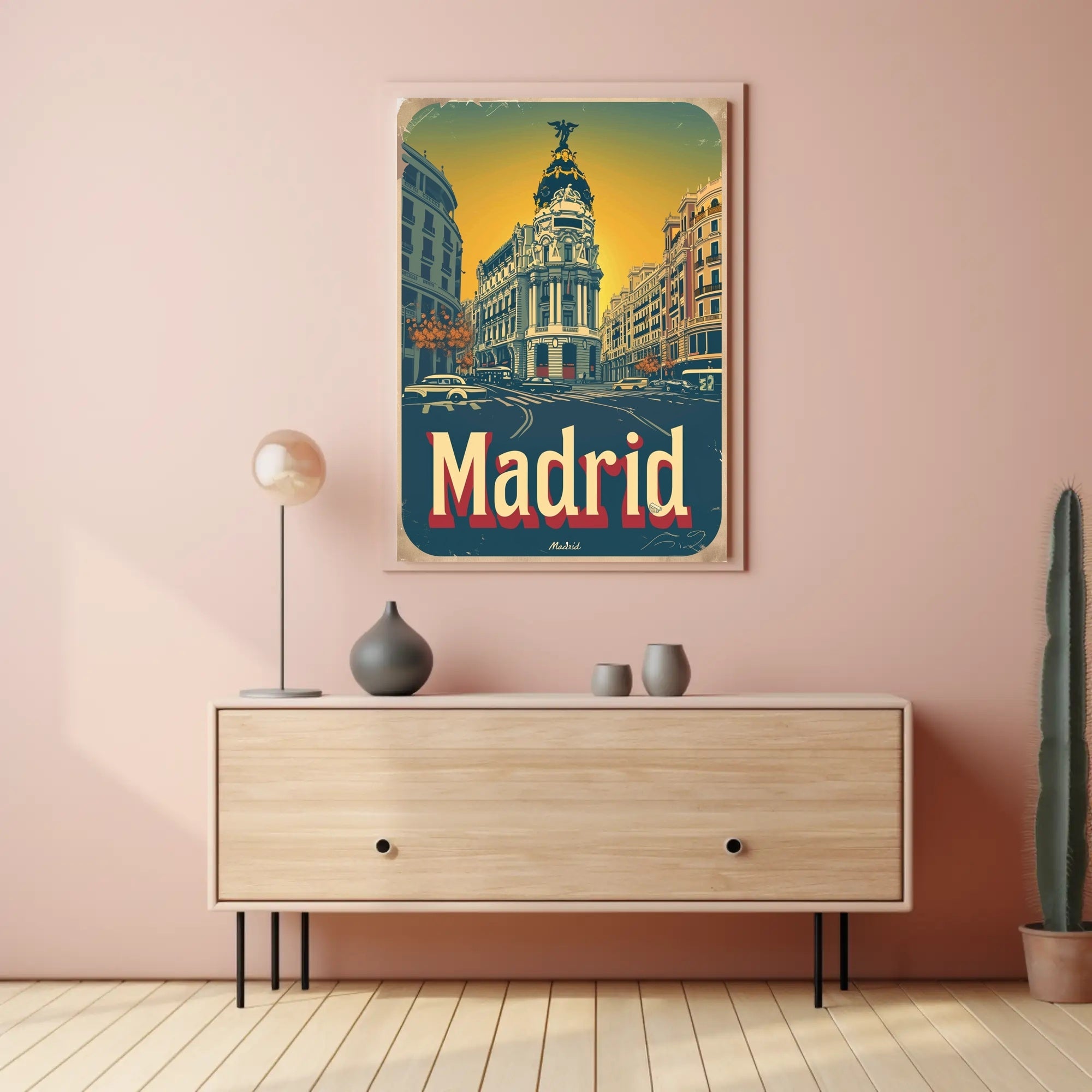 Madrid Metropolis Building Vintage Travel Poster PosterGoat