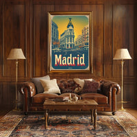 Madrid Metropolis Building Vintage Travel Poster PosterGoat