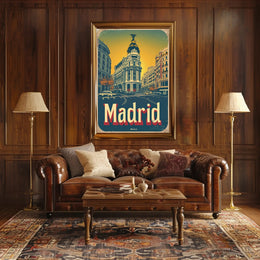 Madrid Metropolis Building Vintage Travel Poster PosterGoat