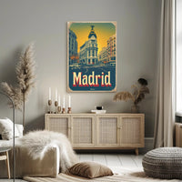 Madrid Metropolis Building Vintage Travel Poster PosterGoat