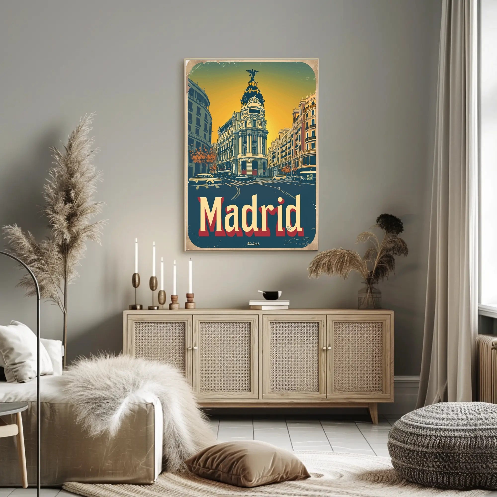 Madrid Metropolis Building Vintage Travel Poster PosterGoat
