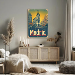 Madrid Metropolis Building Vintage Travel Poster PosterGoat
