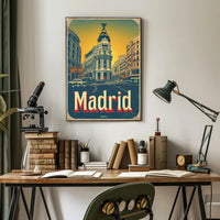 Madrid Metropolis Building Vintage Travel Poster PosterGoat