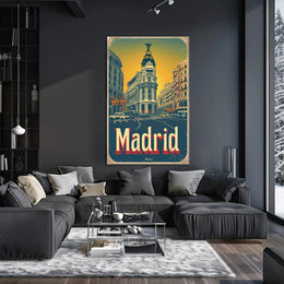 Madrid Metropolis Building Vintage Travel Poster PosterGoat