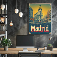 Madrid Metropolis Building Vintage Travel Poster PosterGoat