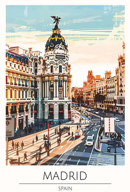 Madrid Urban Landmark Vibrant Digital Art Travel Poster PosterGoat