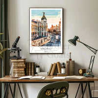Madrid Urban Landmark Vibrant Digital Art Travel Poster PosterGoat