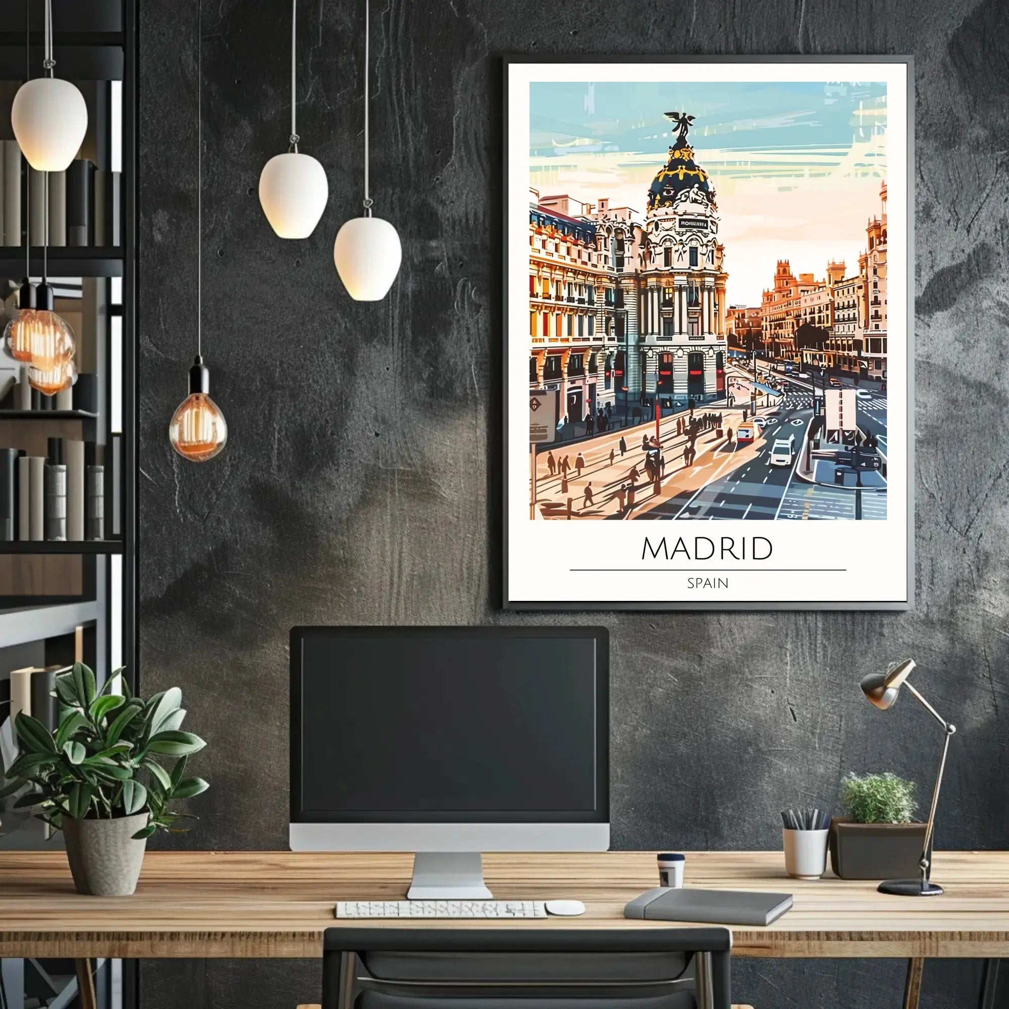 Madrid Urban Landmark Vibrant Digital Art Travel Poster PosterGoat