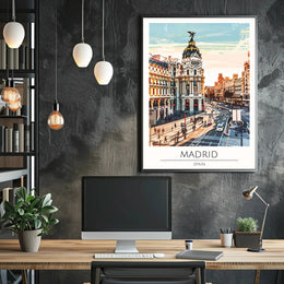 Madrid Urban Landmark Vibrant Digital Art Travel Poster PosterGoat