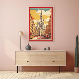 Madrid's Retro Cityscape Travel Poster PosterGoat