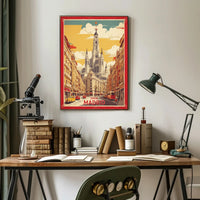 Madrid's Retro Cityscape Travel Poster PosterGoat