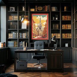 Madrid's Retro Cityscape Travel Poster PosterGoat