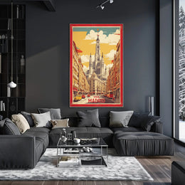 Madrid's Retro Cityscape Travel Poster PosterGoat