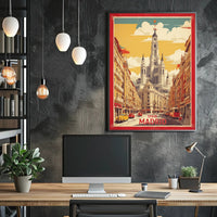 Madrid's Retro Cityscape Travel Poster PosterGoat