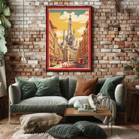 Madrid's Retro Cityscape Travel Poster PosterGoat