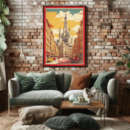 Madrid's Retro Cityscape Travel Poster PosterGoat