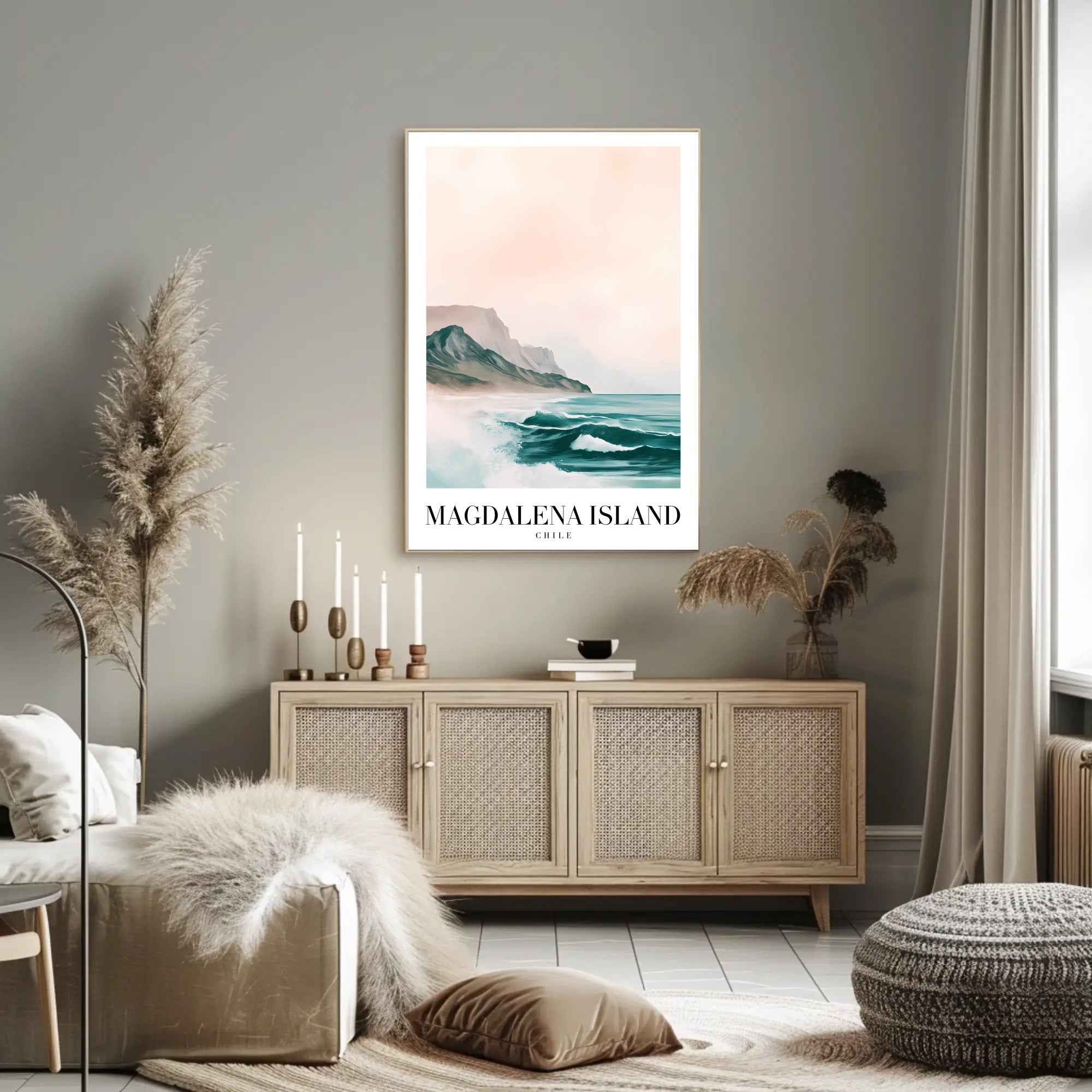 Magdalena Island Coastal Seascape Travel Poster PosterGoat