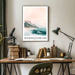 Magdalena Island Coastal Seascape Travel Poster PosterGoat